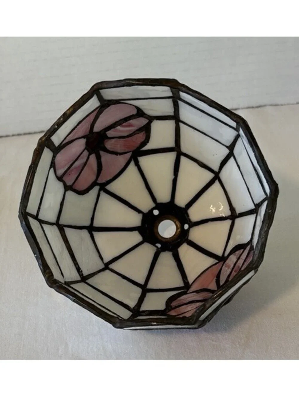 Vintage Tiffany Style Stained Glass Lamp Shade Only, 2 1/4 Fitting Bell Design